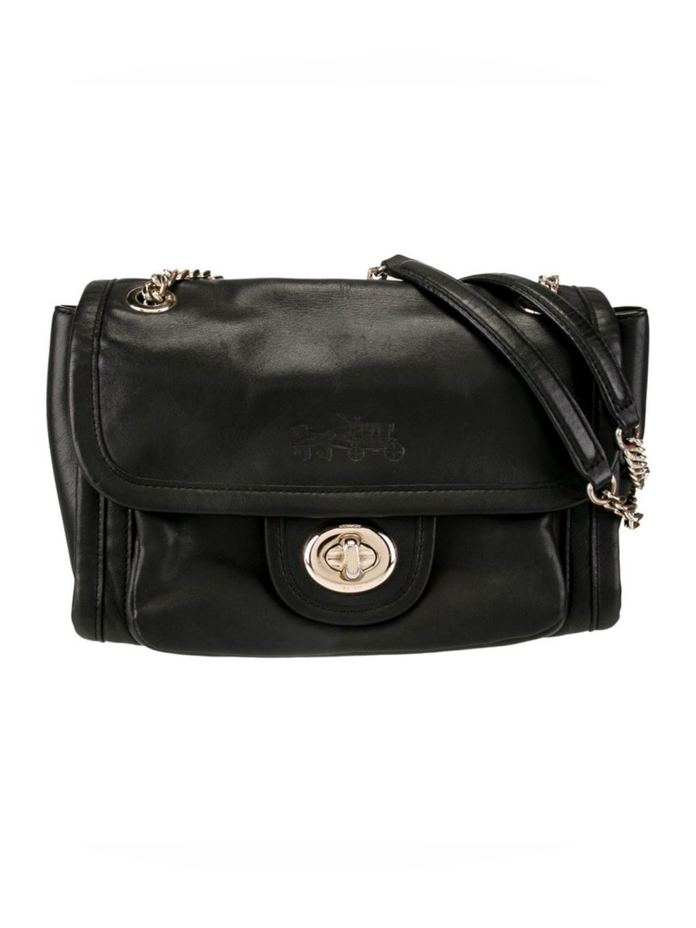 Coach Black Leather Ranger Flap Adjustable Chain Strap Tote Crossbody 33566